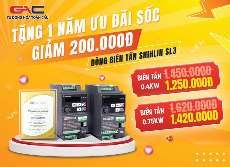 Tặng 1 năm ưu đãi giá tốc khi mua biến tần Shihlin SL3