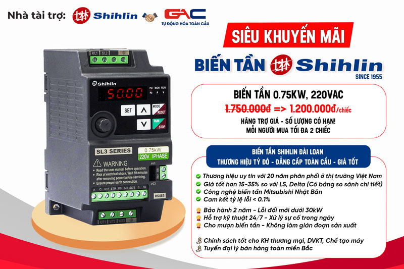 Khuyến mãi biến tần Shihlin 0.75kW