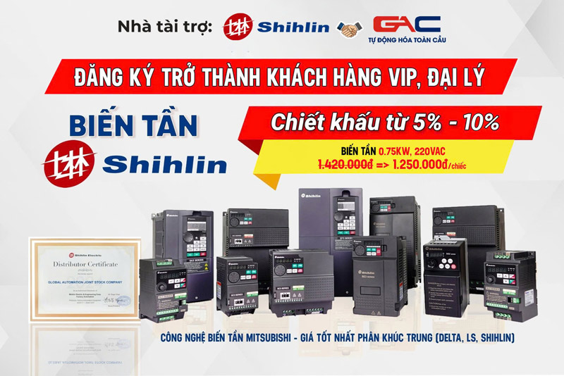 Chiết khẩu 5-10% khi trở thành đại lý, khách hàng VIP biến tần Shihlin