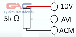 Sơ đồ đấu nối chiết áp vào biến tần